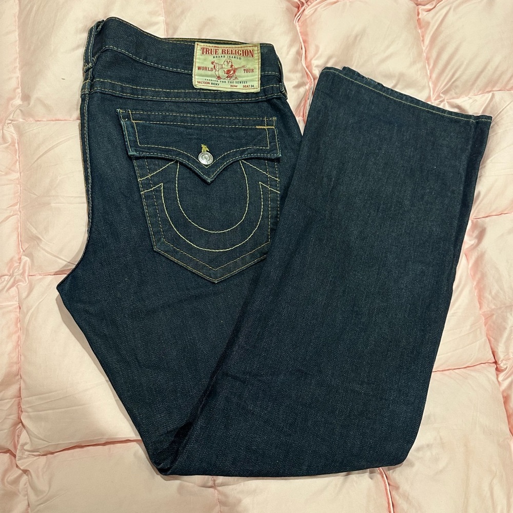 True Religion Men’s Ricky Dark Blue Straight Leg Jeans Size 36 X 34
